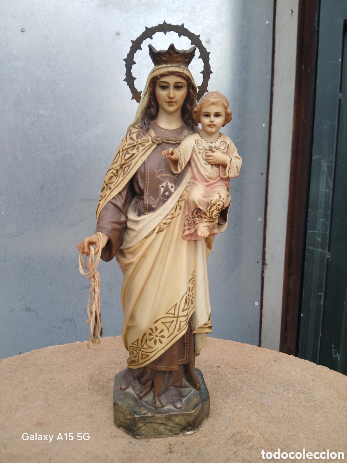 Arte: VIRGEN DEL CARMEN ESTUCO Y OJOS DE CRISTAL TIPO OLOT.
