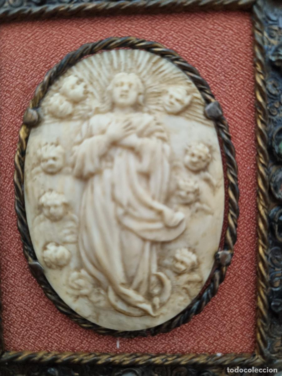 Arte: Medall&oacute;n d la Inmaculada en marfil - Foto 2