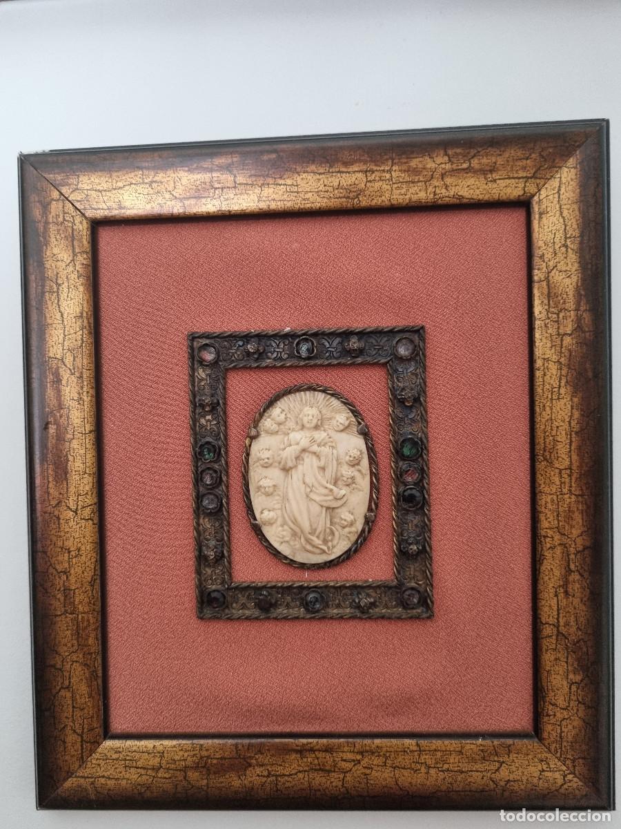 Arte: Medall&oacute;n d la Inmaculada en marfil - Foto 3
