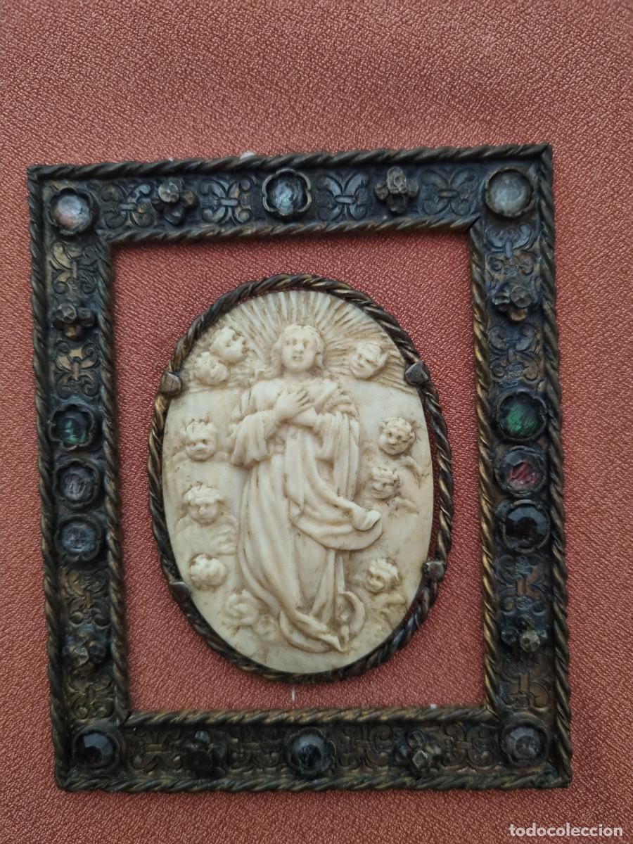 Arte: Medall&oacute;n d la Inmaculada en marfil - Foto 4