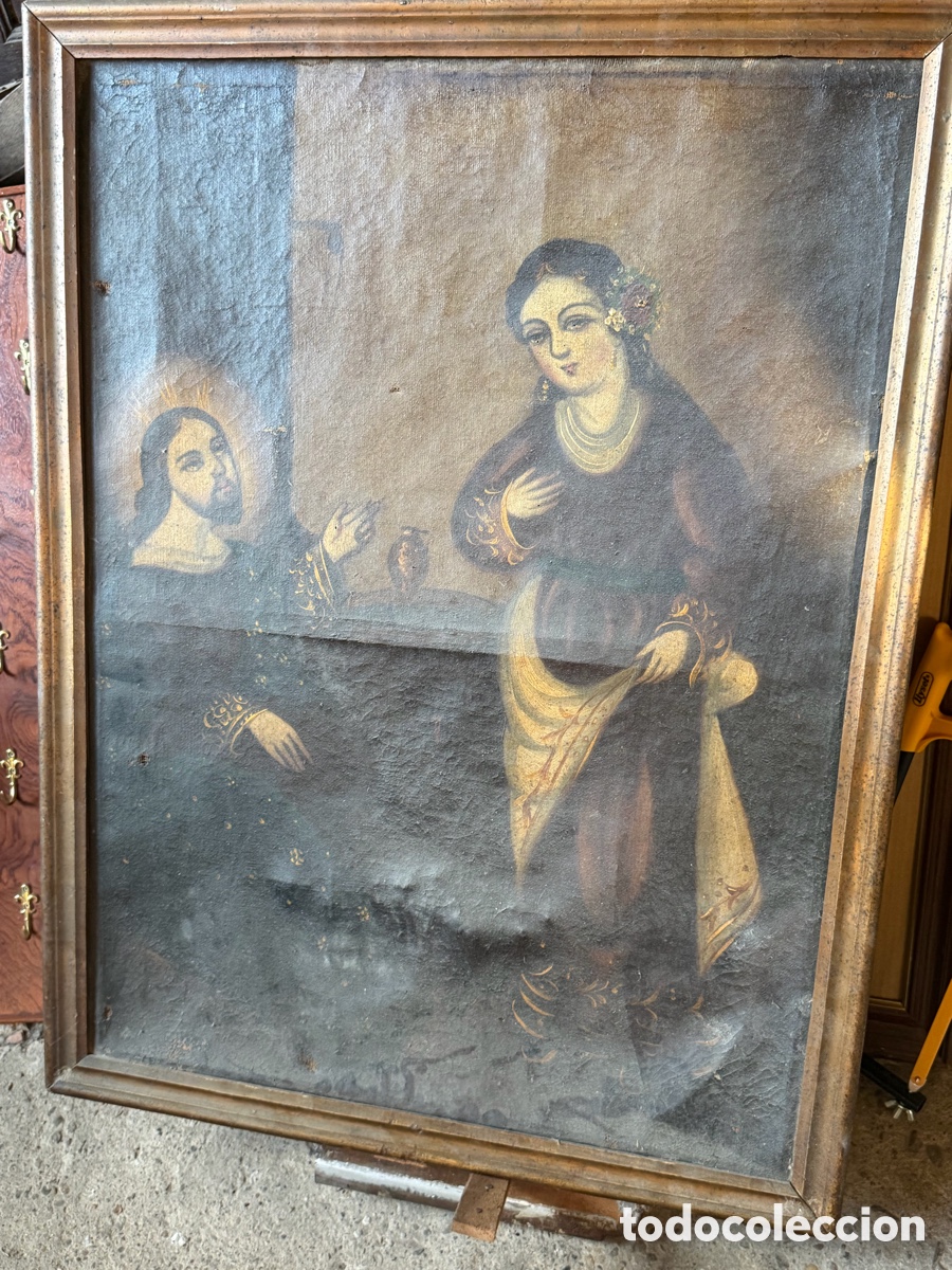 Arte: CUADRO OLEO SOBRE LIENZO DE PINTURA CUZQUE&Ntilde;A S. XVIII O ANTERIOR