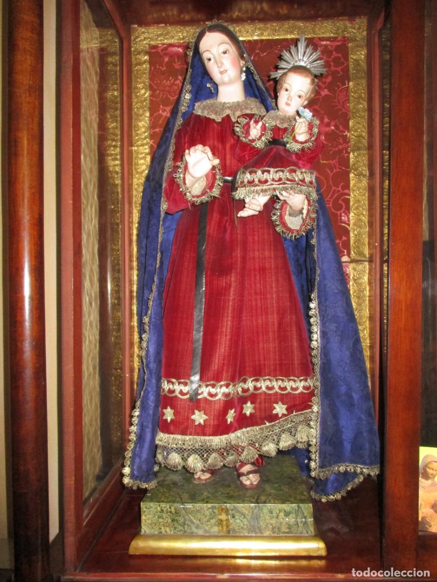 Arte: EXQUISITA VIRGEN CON EL NI&Ntilde;O JESUS &rdquo; CAP I POTA &rdquo; - 80 CM - ESCUELA CATALANA SIGLO XIX