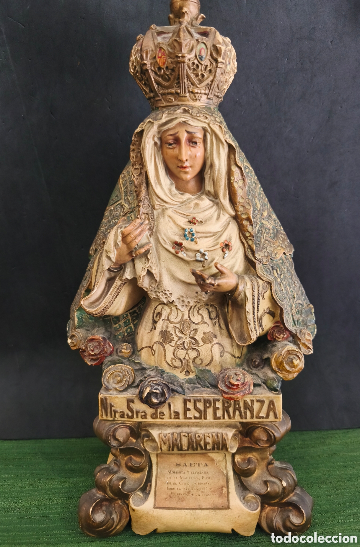 Arte: Virgen nuestra sra de la esperanza, Macarena, OLOT 38CM