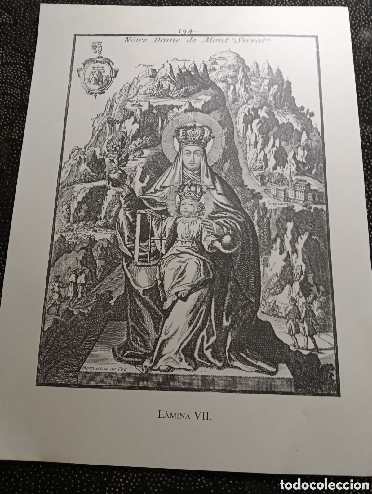 Arte: Grabado de la Mare de Deu de Montserrat, lamina VII