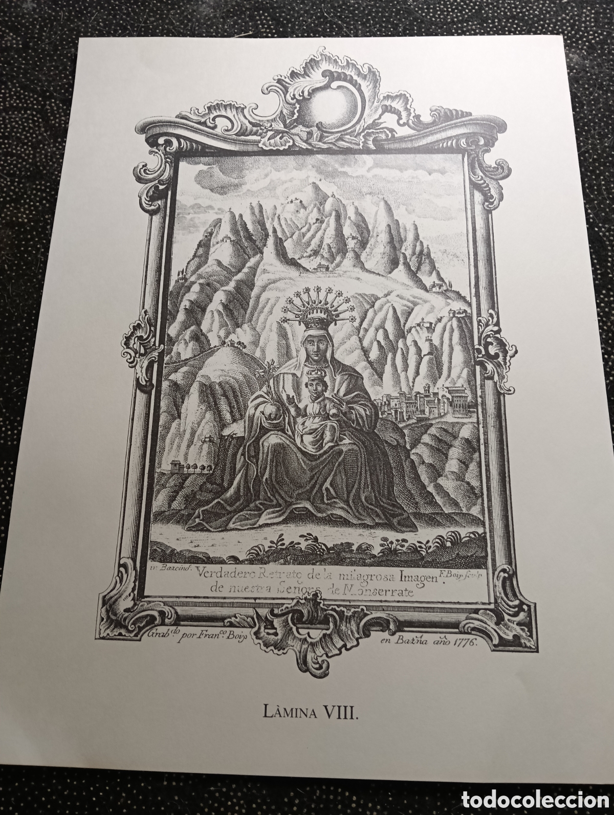 Arte: Grabado de la Mare de Deu de Montserrat, lamina VIII