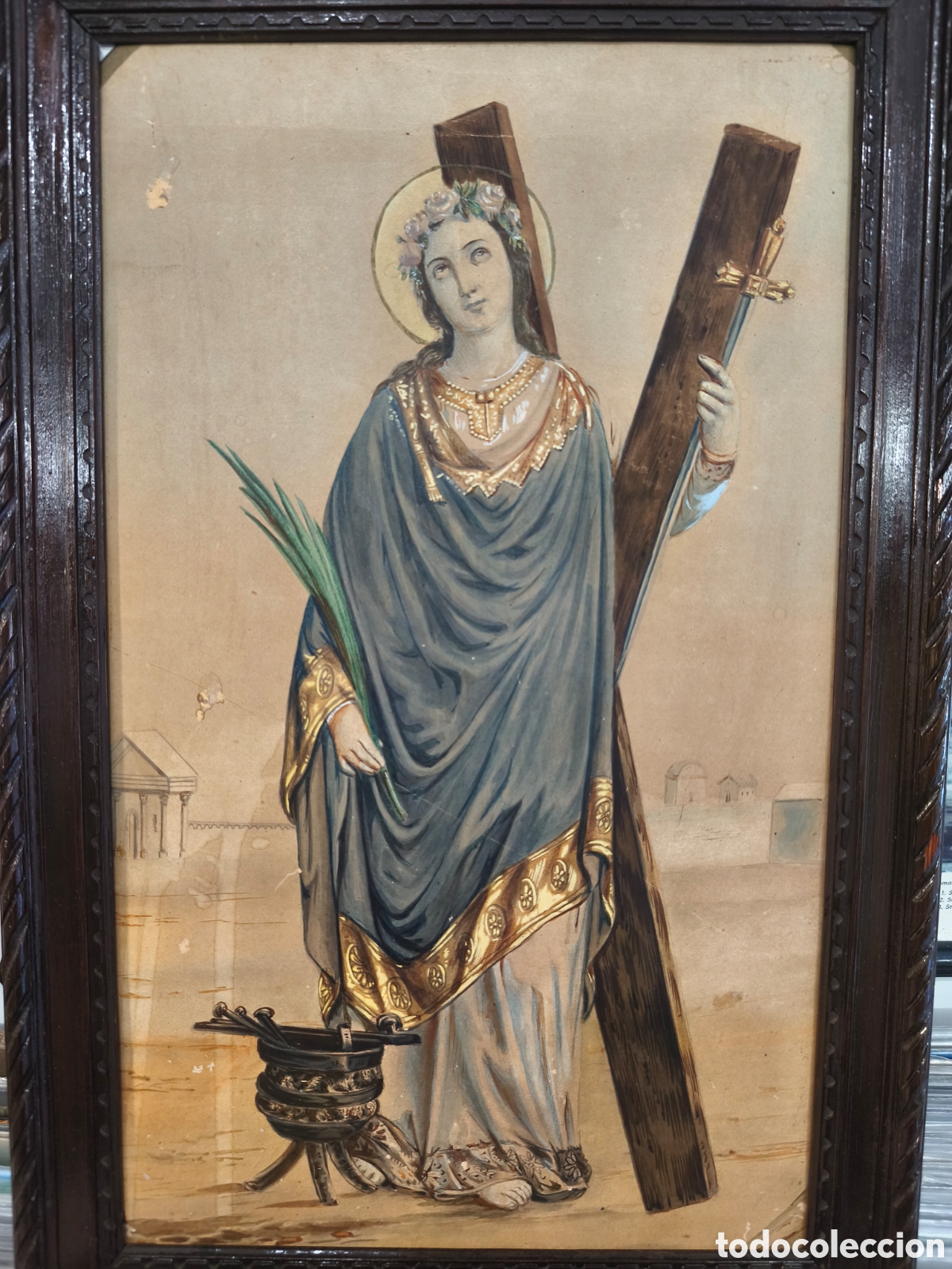 Arte: Antiguo dibujo religioso 37cm x 57cm