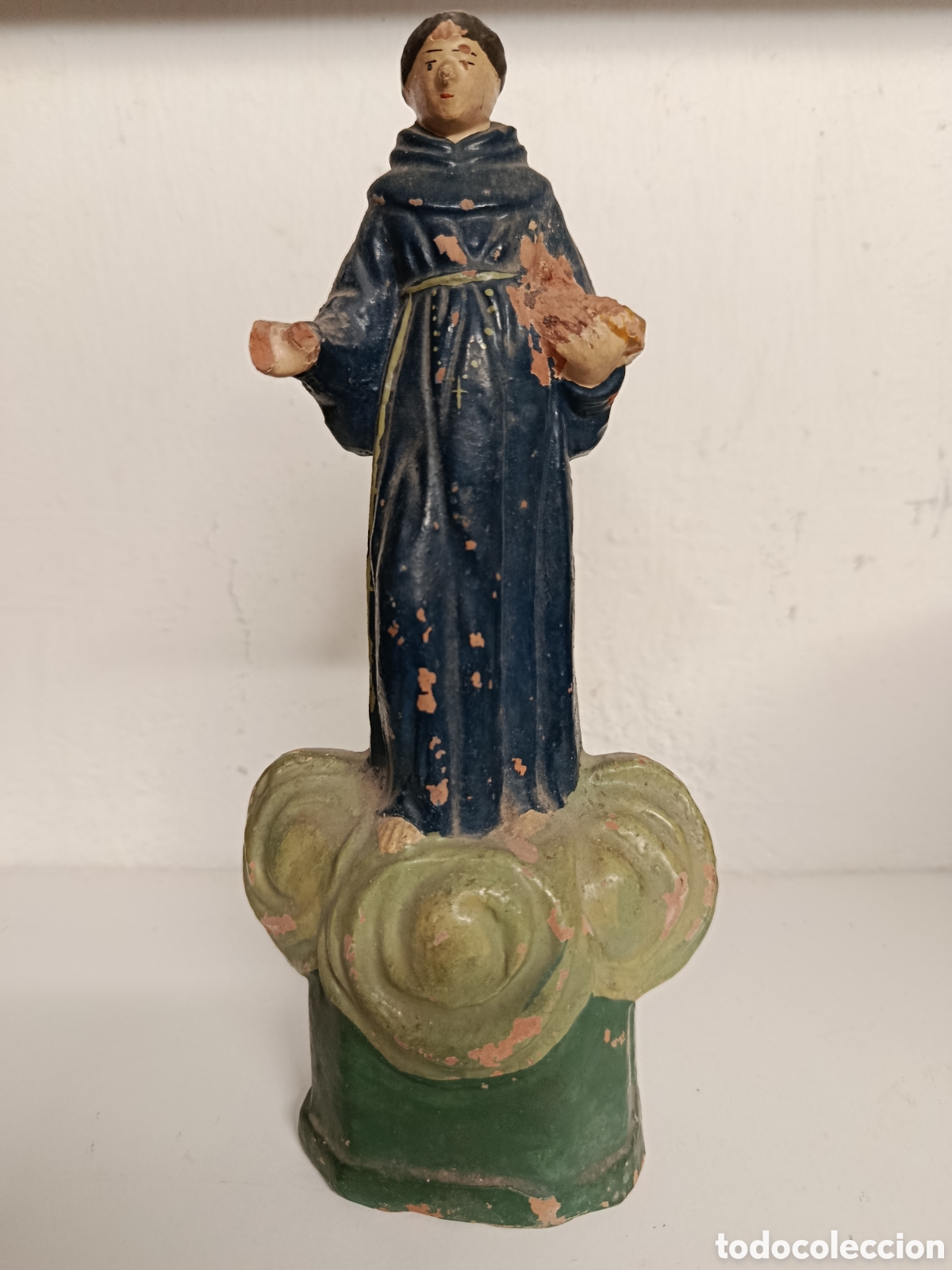 Arte: Figura de San Antonio ? de barro policromado s.XIX-XX