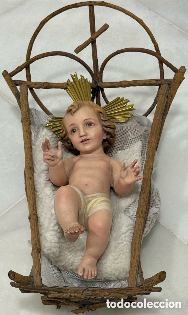 Arte: ANTIGUO NI&Ntilde;O JES&Uacute;S EN LA CUNA OLOT