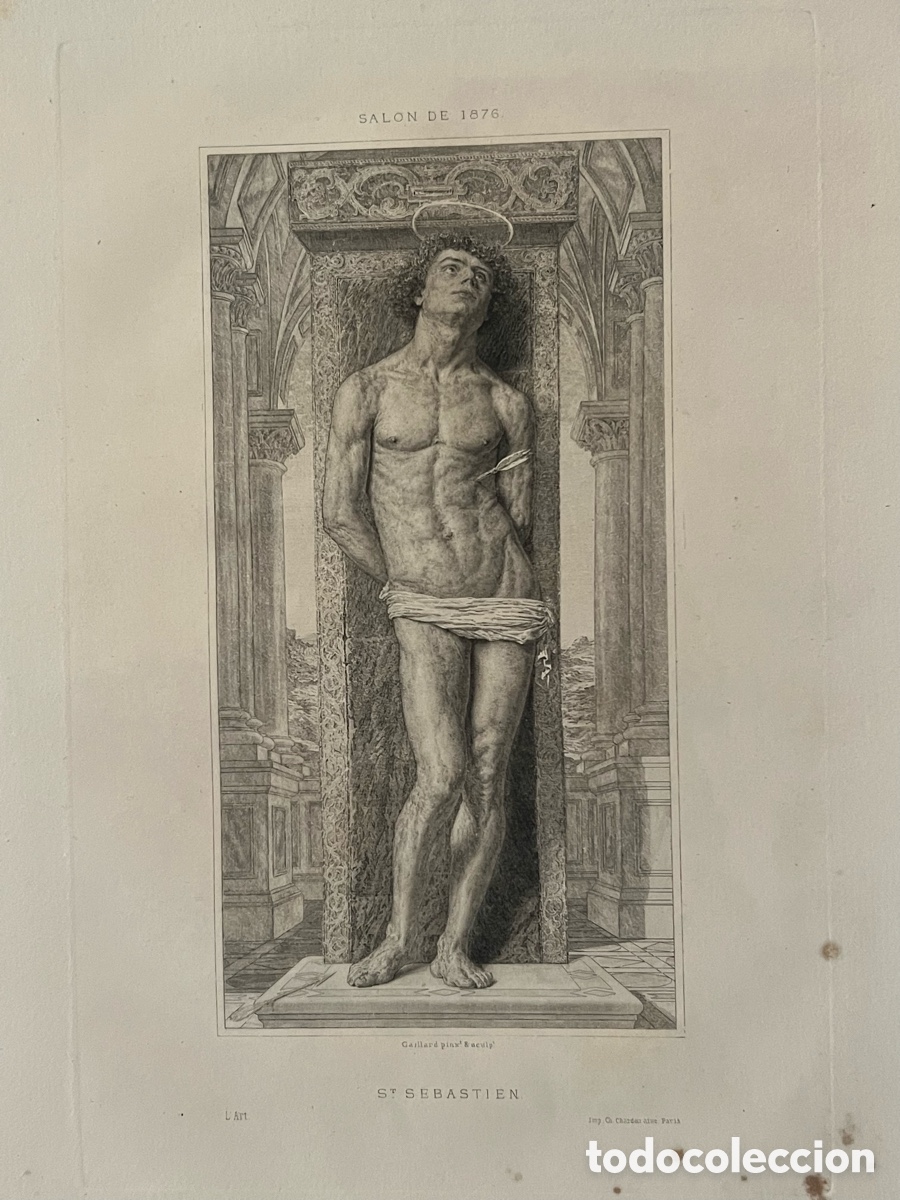 Arte: SAN SEBASTI&Aacute;N, Grabado de Claude-Ferdinand Gaillard. Sal&oacute;n de Par&iacute;s de 1876, Medidas: 29 x 42 cm