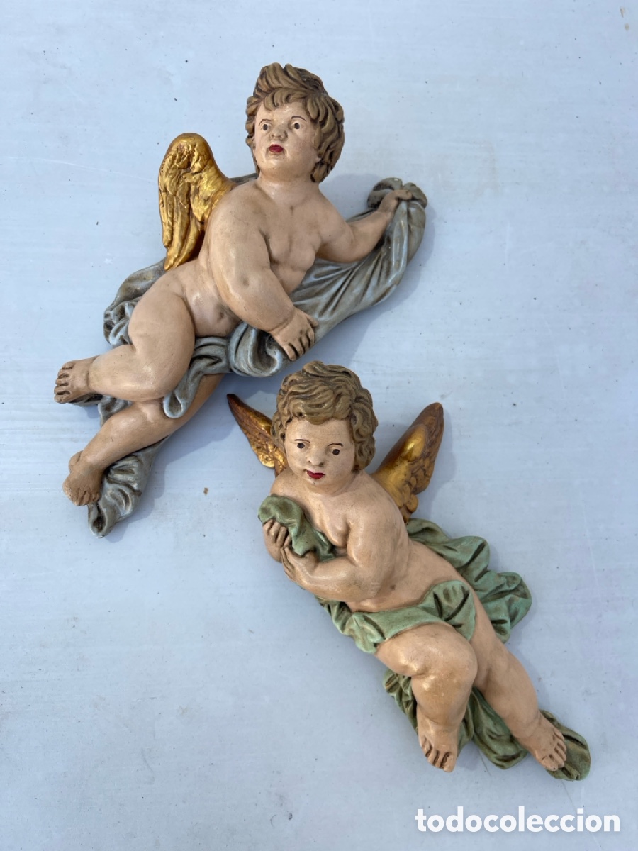 Arte: Pareja de angeles de escayola