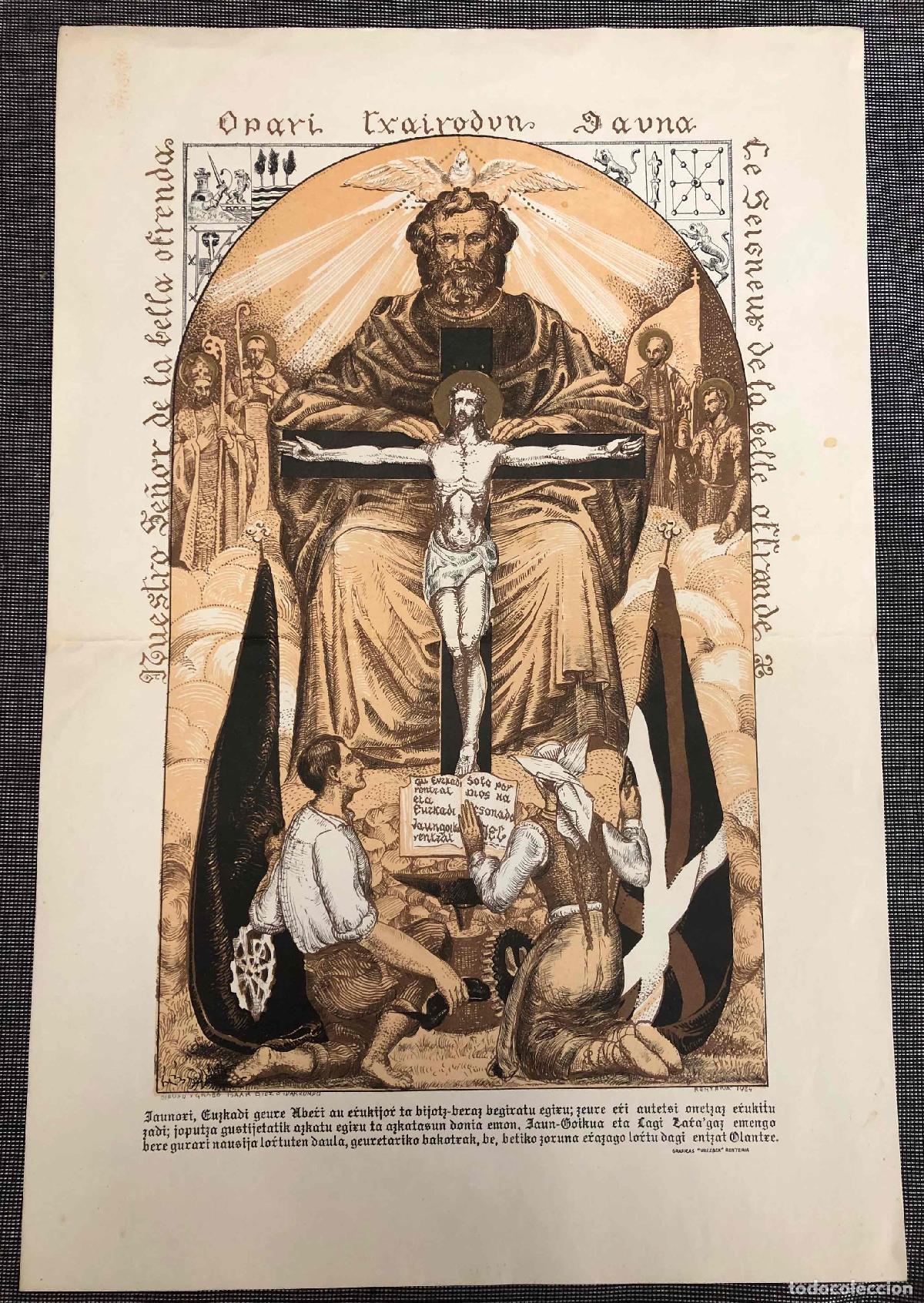 Arte: GRABADO NUESTRO SE&Ntilde;OR DE LA BELLA OFRENDA OPARI TXAIRODUN JAUNA. GRAFICAS UREZBEA RENTERIA 1934