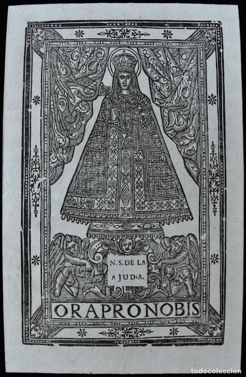 Arte: Mare de D&eacute;u de l'Ajuda, Barcelona. Carrer de Sant Pere M&eacute;s Baix. Ora Pronobis. Gravat segle XIX.