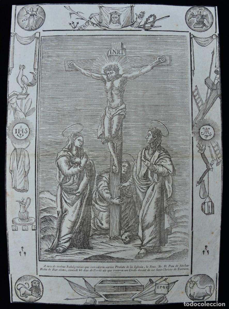 Arte: Cristo de Terrassa. Indulgencia concedida por Pau de Sitchar, obispo de Barcelona entre 1808 y 1831