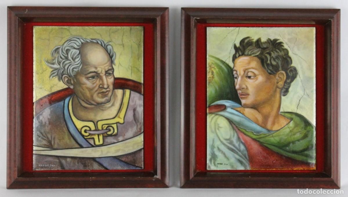Arte: Pareja de esmaltes Profetas Joel e Isa&iacute;as seg&uacute;n Miguel &Aacute;ngel. Firmados Barba. Numerados 3/100