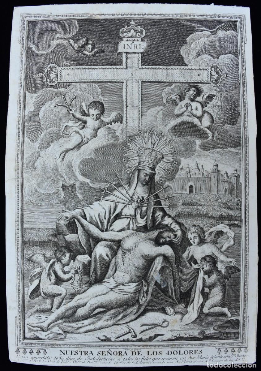 Arte: Nuestra Se&ntilde;ora de los Dolores. Catedral Barcelona. Indulg&egrave;ncia. Xilografia inicis segle XIX.