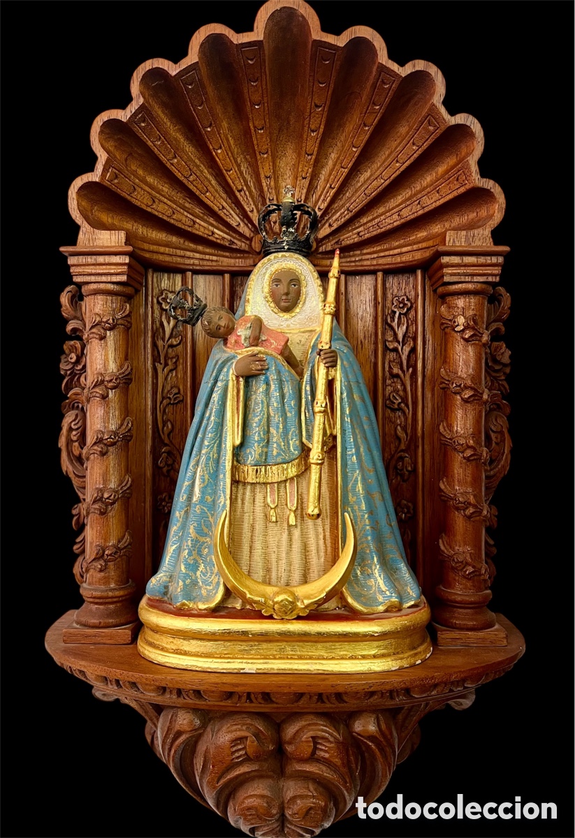 Arte: Virgen de Candelaria &ndash; Imagen religiosa con retablo de madera tallada &ndash; Siverio 1986