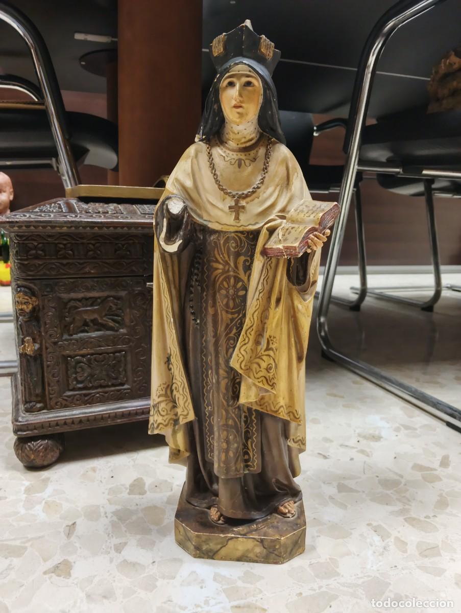 Arte: IMAGINERIA DE OLOT PASTA DE MADERA Y OJOS DE CRISTAL - SANTA TERESA DE JESUS - 46 CM ALTO VER FOTOS