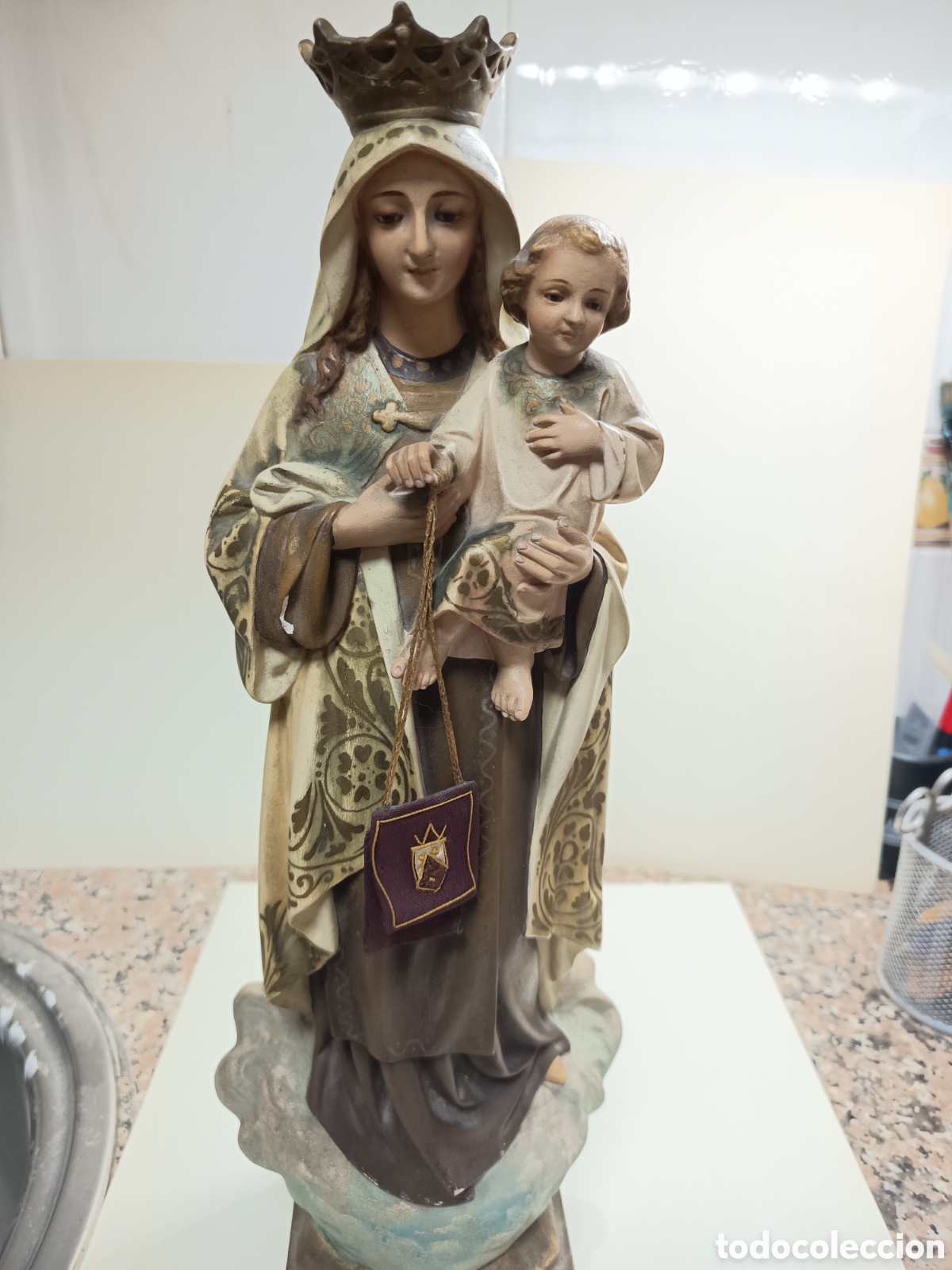 Arte: Virgen del Carmen ojos cristal Olot