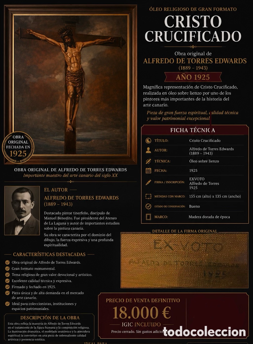 Arte: &Oacute;leo Cristo Crucificado 1925 por Alfredo de Torres Edwards