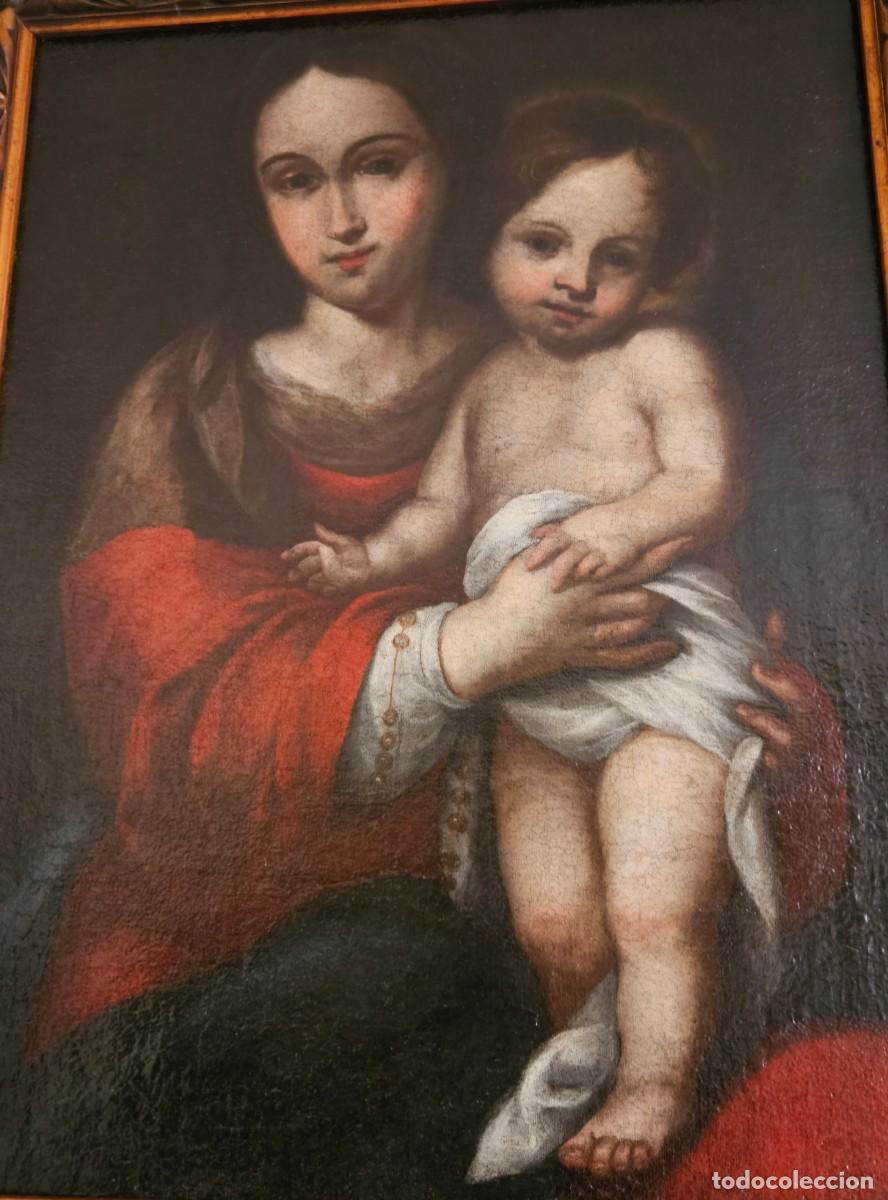 Arte: VIRGEN Y NI&Ntilde;O OLEO LIENZO - Foto 2