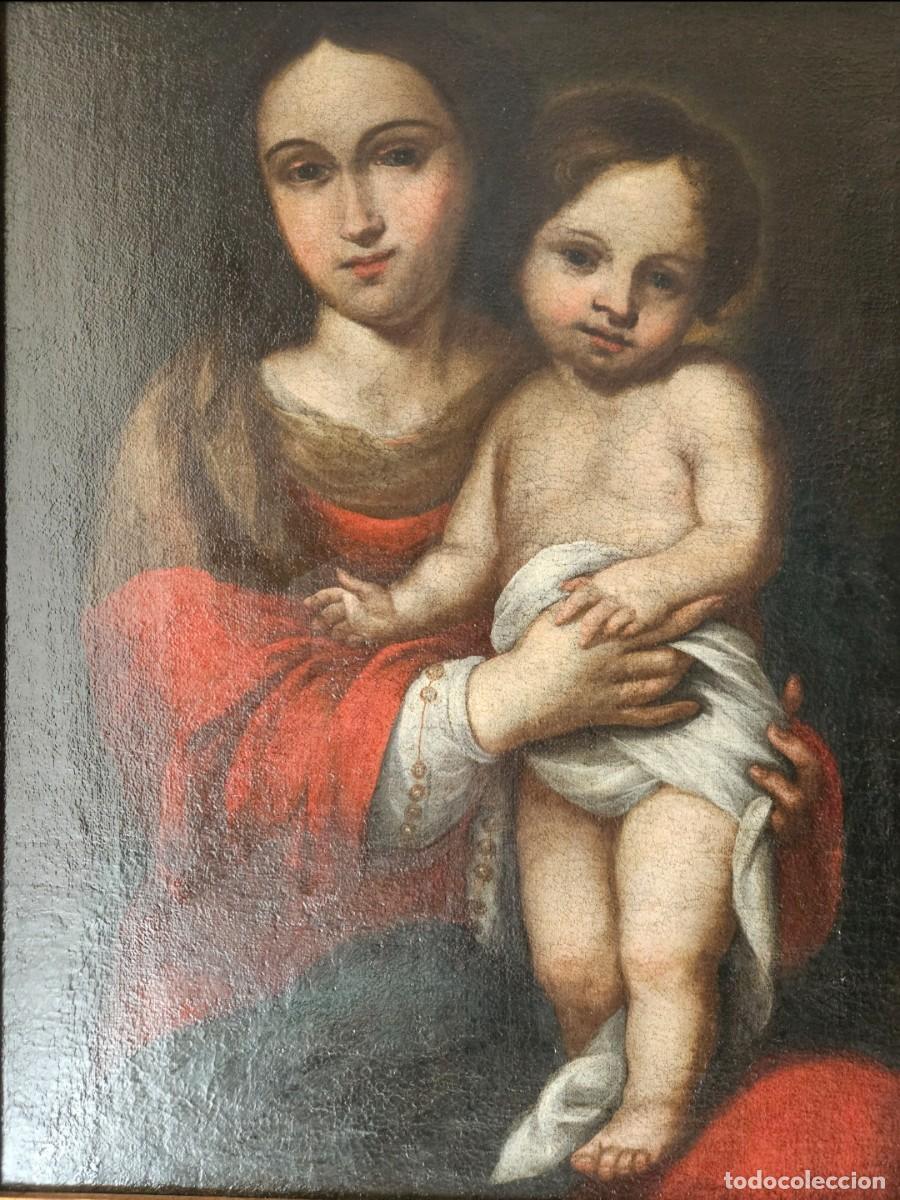 Arte: VIRGEN Y NI&Ntilde;O OLEO LIENZO - Foto 4