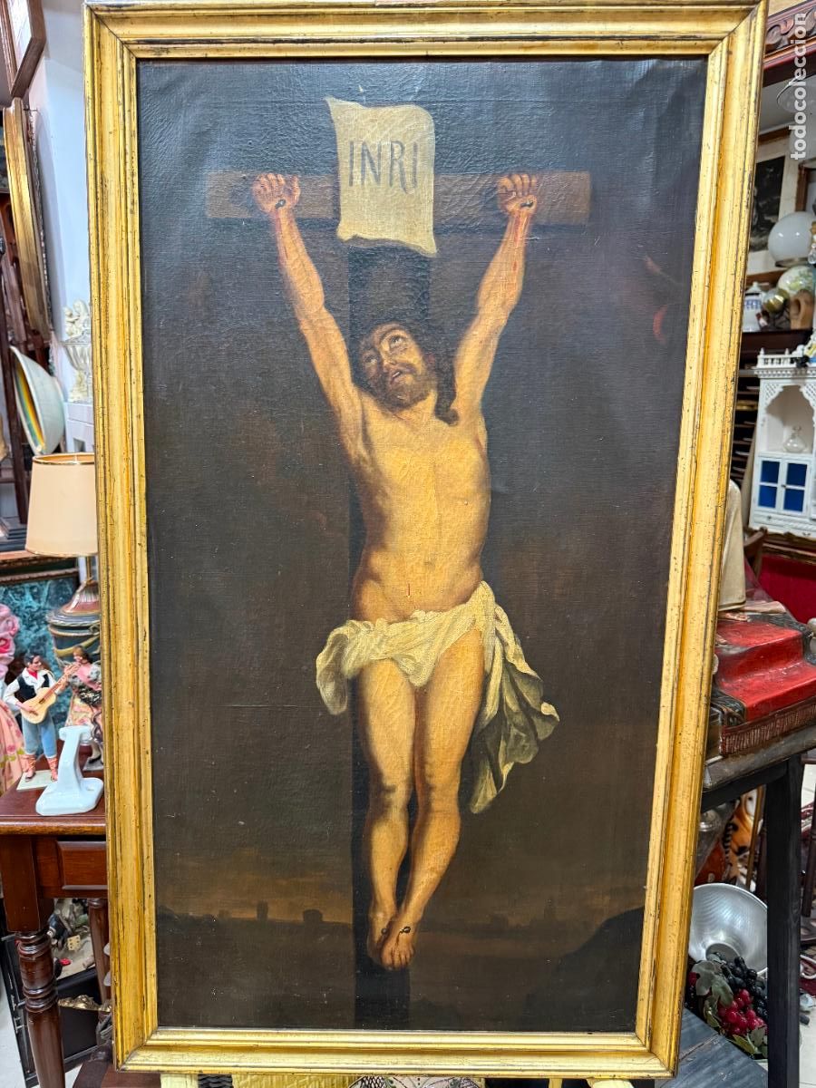 Arte: OLEO SOBRE LIENZO SIGLO XIX CRISTO CRUCIFICADO - MEDIDA 115X65 CM