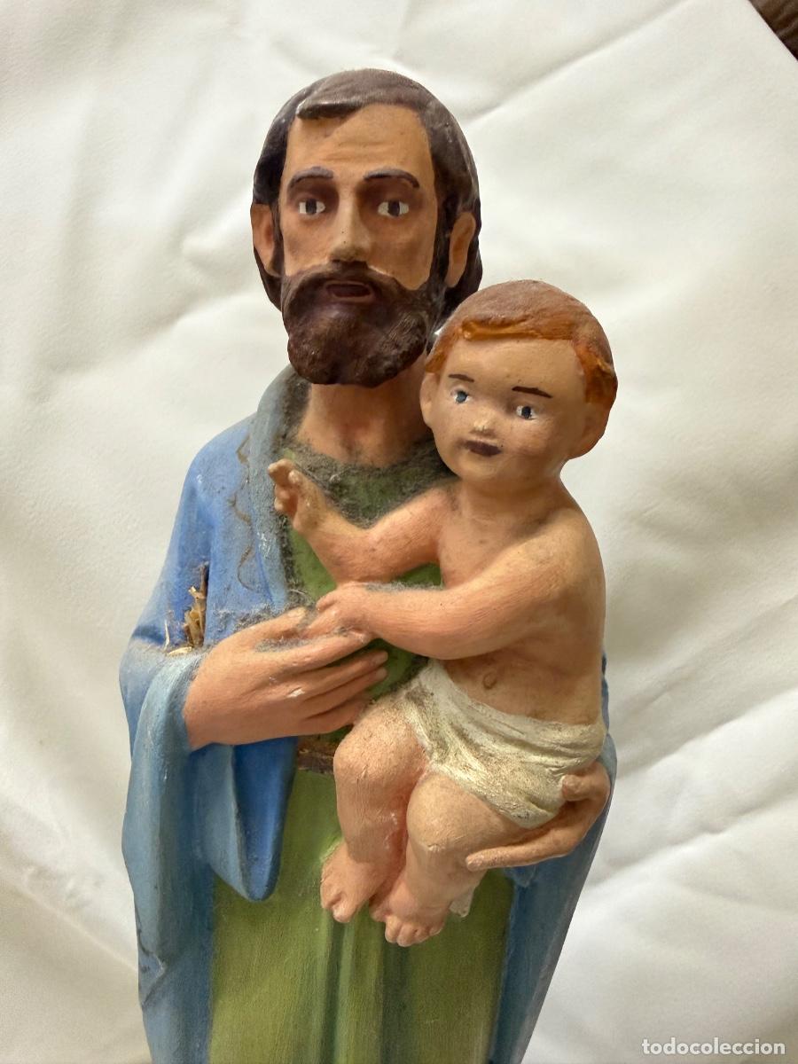 Arte: SAN JOSE CON EL NI&Ntilde;O JESUS Antigua imagen religiosa de unos 32cms de altura. Requiere restauracion