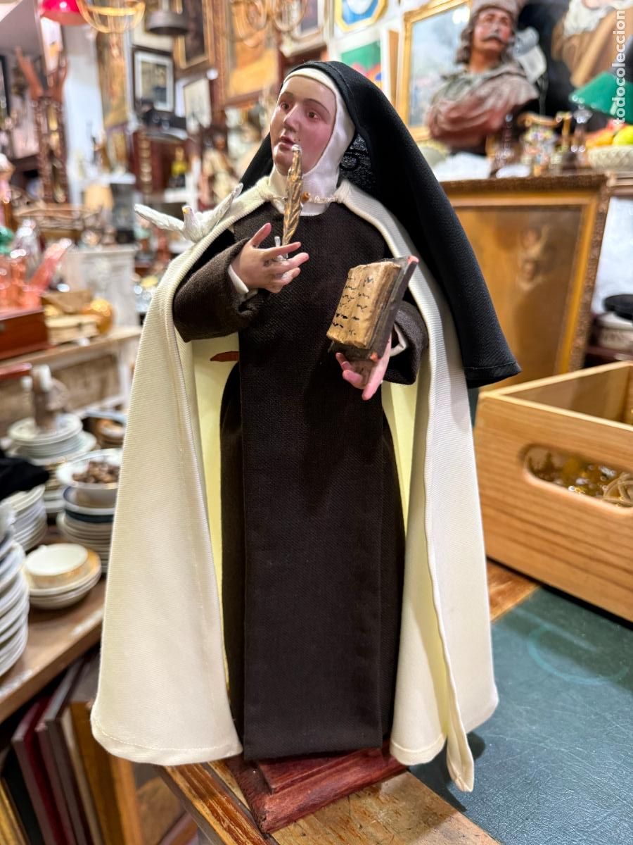 Arte: IMAGEN SANTA TERESA DE JESUS VENECIANA DE TERRACOTA - MEDIDA 37 CM