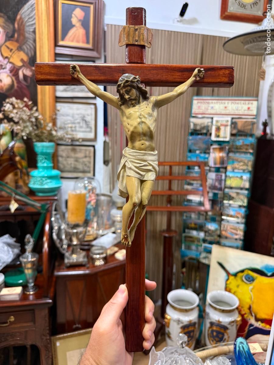 Arte: ANTIGUO CRISTO CRUCIFICADO DE OLOT - MEDIDA CRUZ 49X27 CM Y CRISTO 22X17 CM