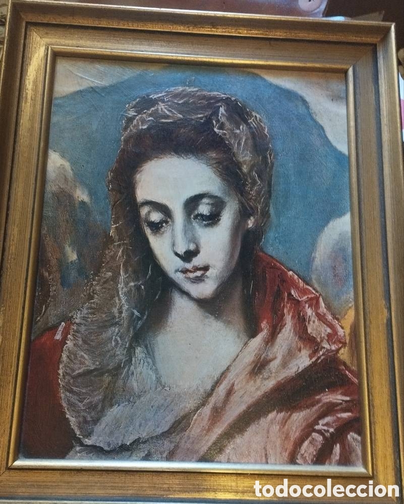 Arte: OLEO SOBRE TABLA VIRGEN MAR&Iacute;A FRAGMENTO DE LA OBRA DEL GRECO