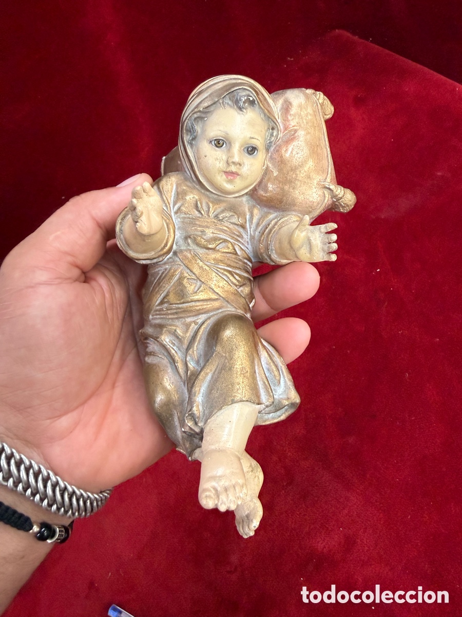 Arte: Bonita y sntigua figura religiosa,Virgen Ni&ntilde;a!ojos cristal