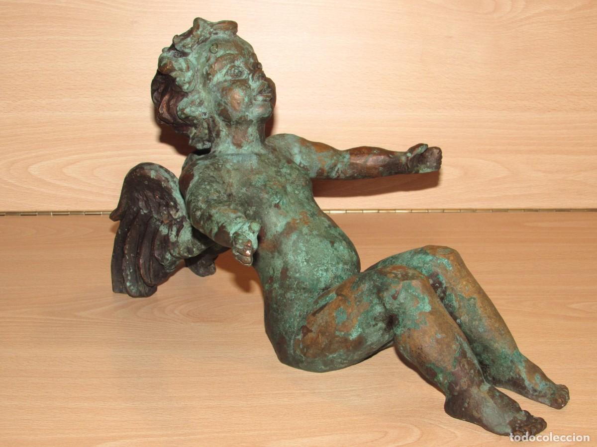 Arte: Antiguo &Aacute;ngel Putto Putti ni&ntilde;o alado Querub&iacute;n bronce Neobarroco arte sacro Italia s.XIX