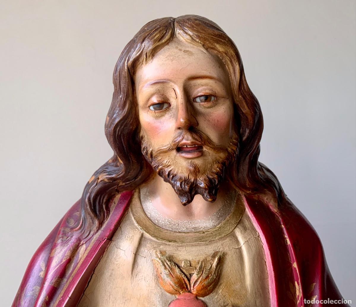 Arte: SAGRADO CORAZ&Oacute;N PASTA MADERA OLOT (72cm) - LAS ARTES RELIGIOSAS