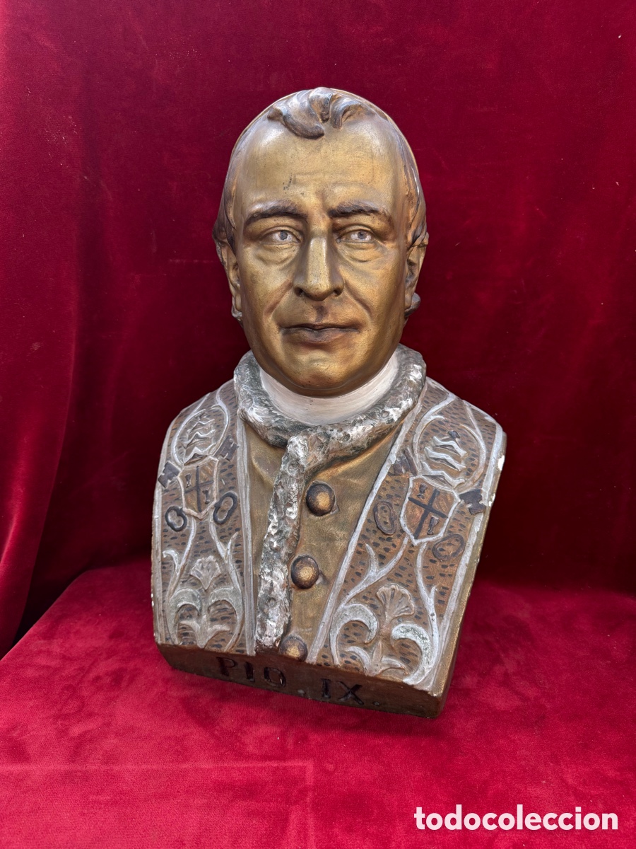 Arte: Espectacular Busto Papal,Pio IX,Lluis Puiggener,XIX