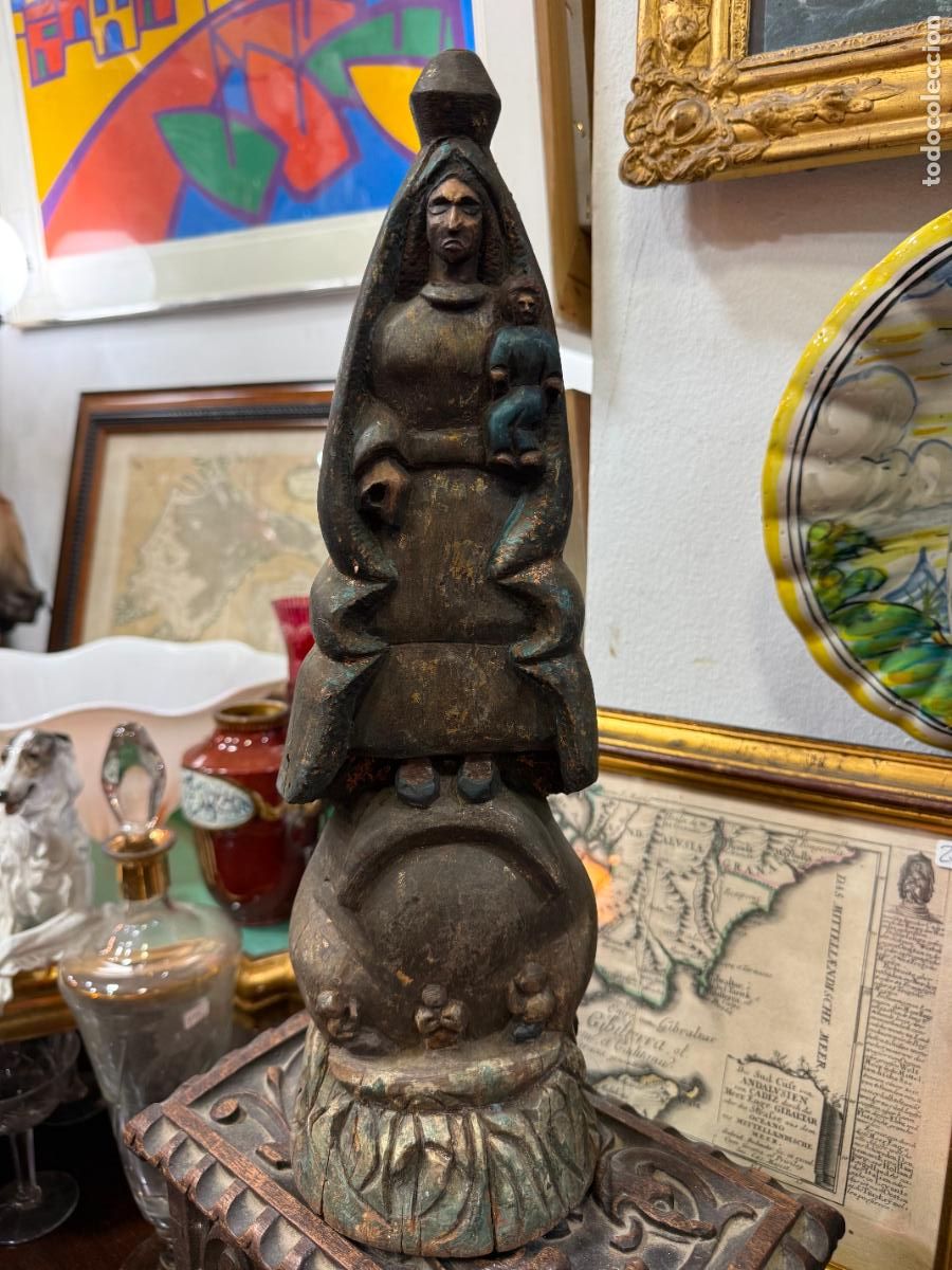 Arte: ANTIGUA VIRGEN DE LA CARIDAD DEL COBRE PATRONA DE CUBA TALLA DE MADERA - MEDIDA 40 CM - RELIGIOSO
