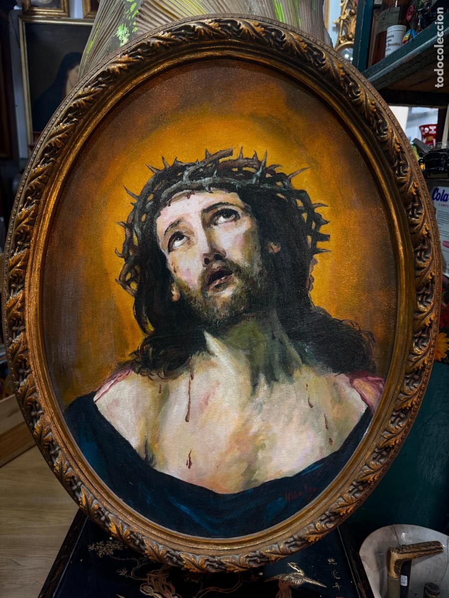 Arte: PINTURA SOBRE TABLA CON IMAGEN DE ECCE HOMO - MEDIDA TOTAL 71X56 CM
