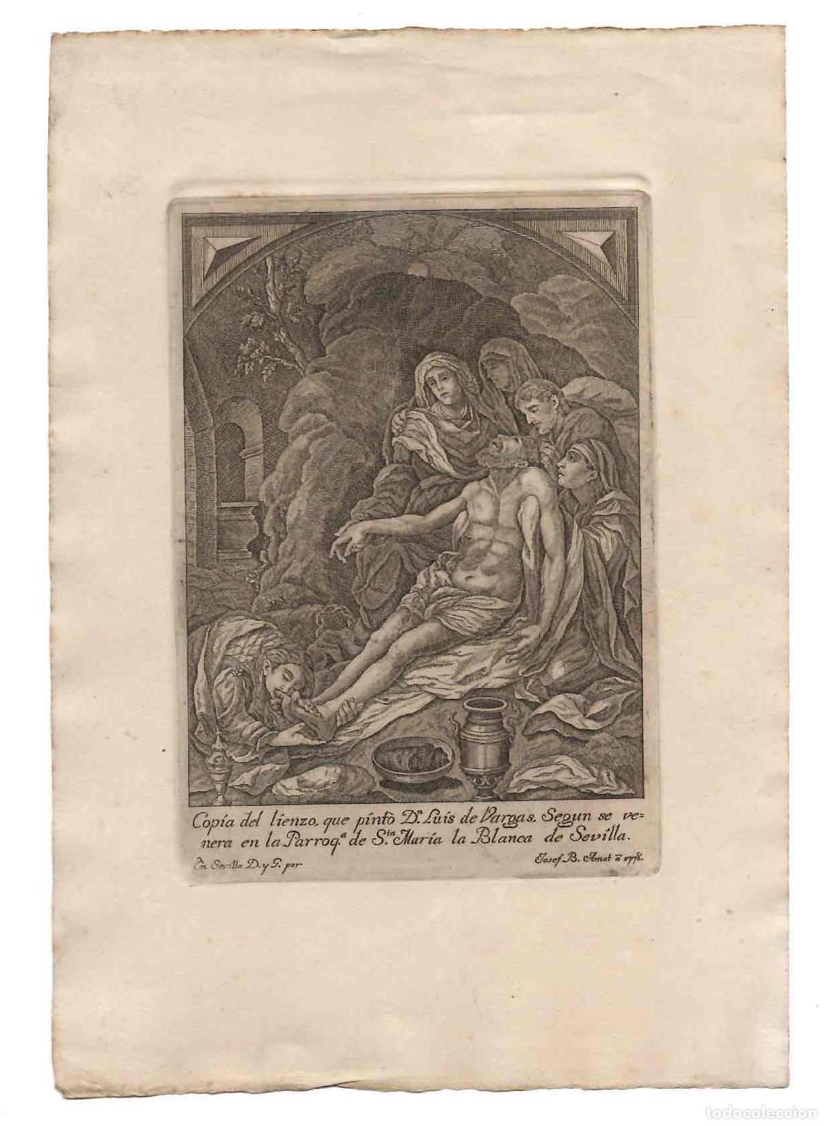 Arte: GRABADO RELIGIOSO SEGUN SE VENERA EN LA PARROQUIA STA. MARIA LA BLANCA DE SEVILLA