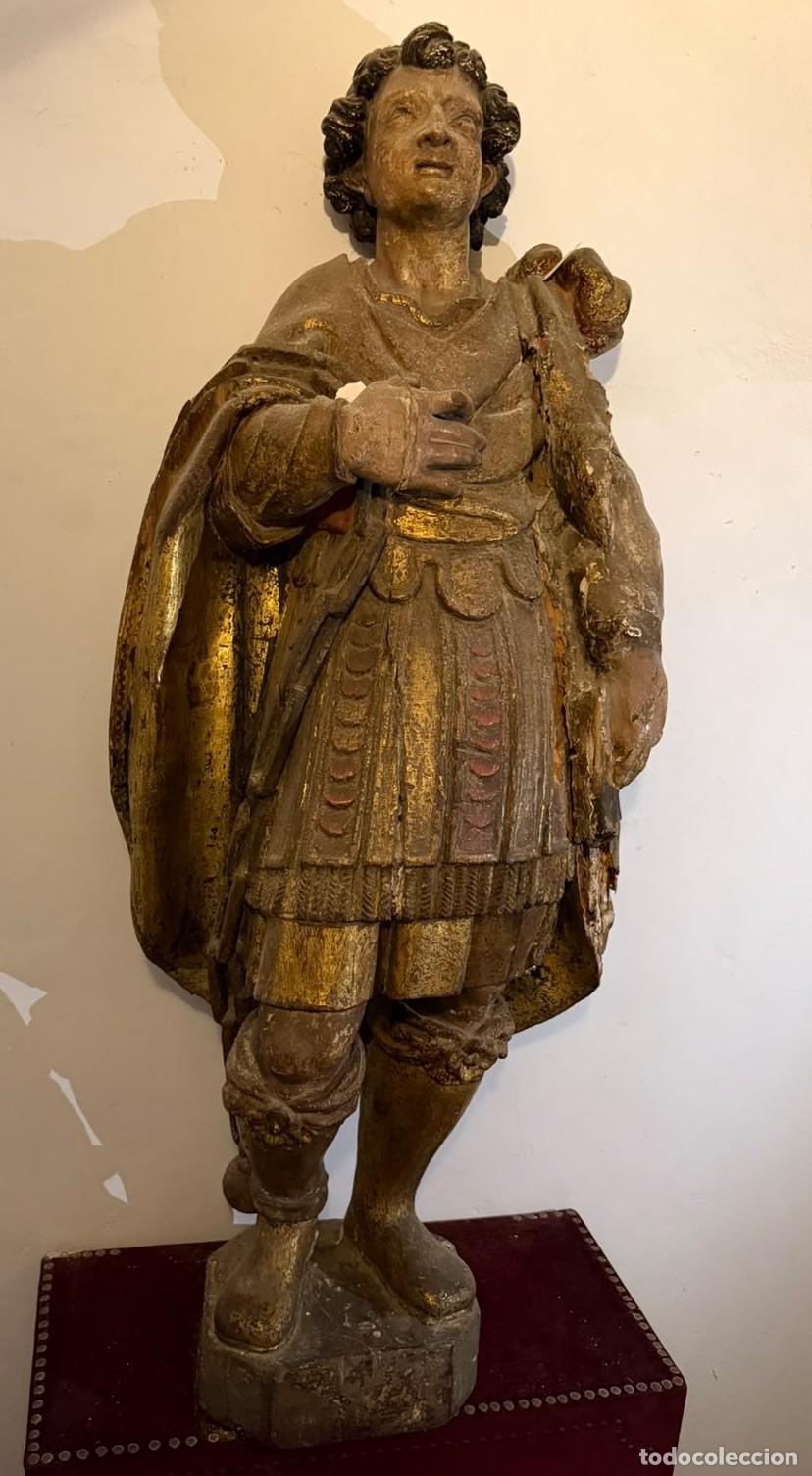 Arte: ANTIGUA ESCULTURA ROMANISTA DE SANTO GUERRERO. MADERA POLICROMADA. ESPA&Ntilde;A. SIGLOS XVI-XVII