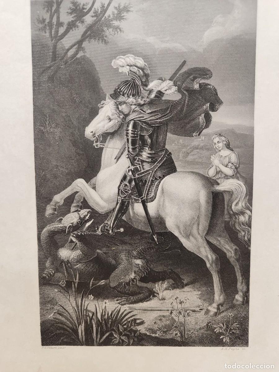 Arte: San Jorge y el drag&oacute;n de Penni il Fattore . Royal Dresden Gallery Payne&acute;s 1850 religion
