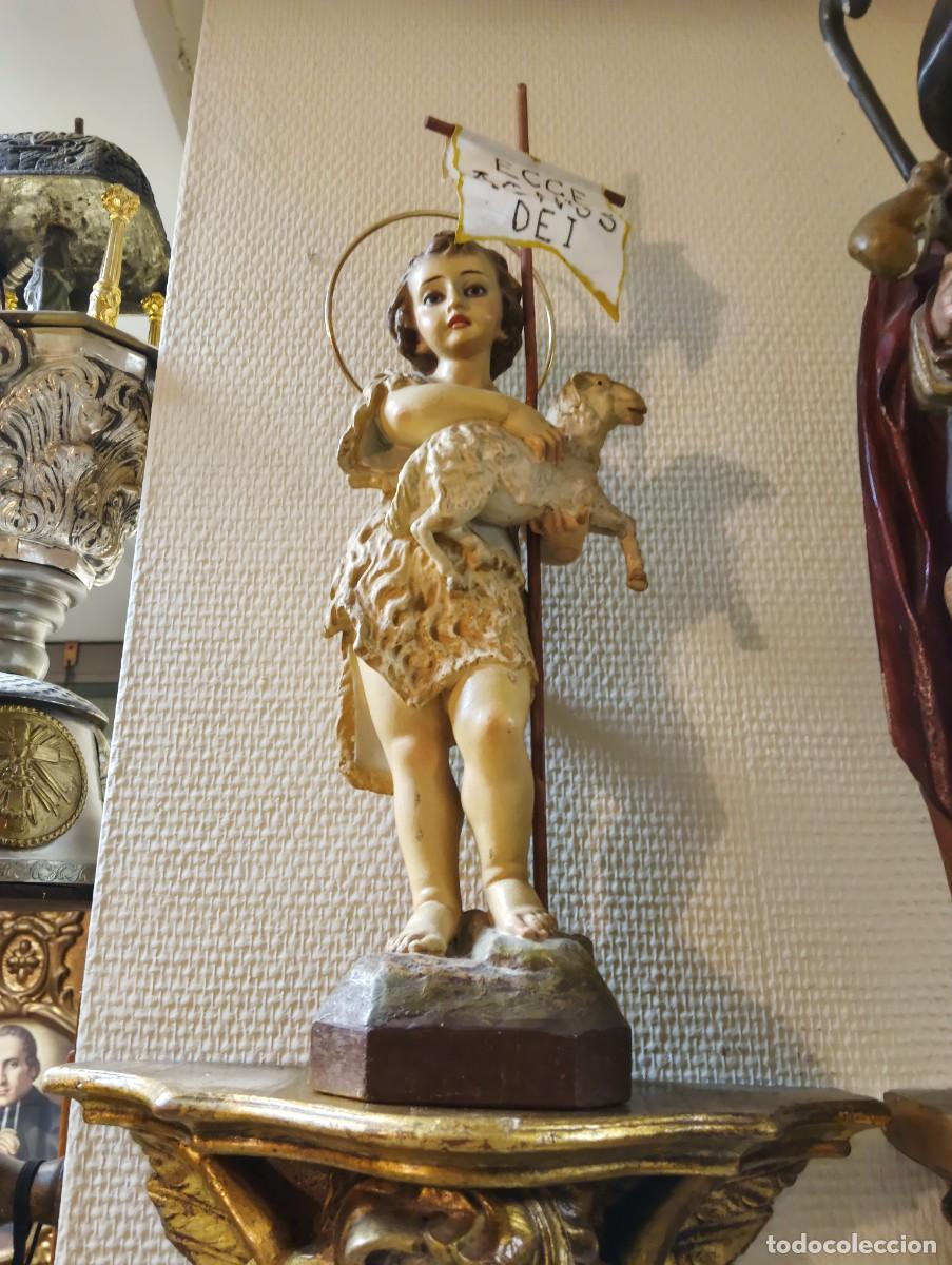 Arte: EL RENACIMIENTO DE OLOT - IMAGEN DE SAN JUANITO ( JUAN BAUTISTA ) - PASTA DE MADERA OJOS DE CRISTAL