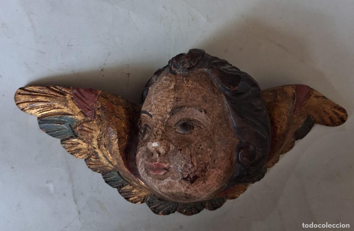 Arte: Cabeza de querubin Talla de madera - Foto 2