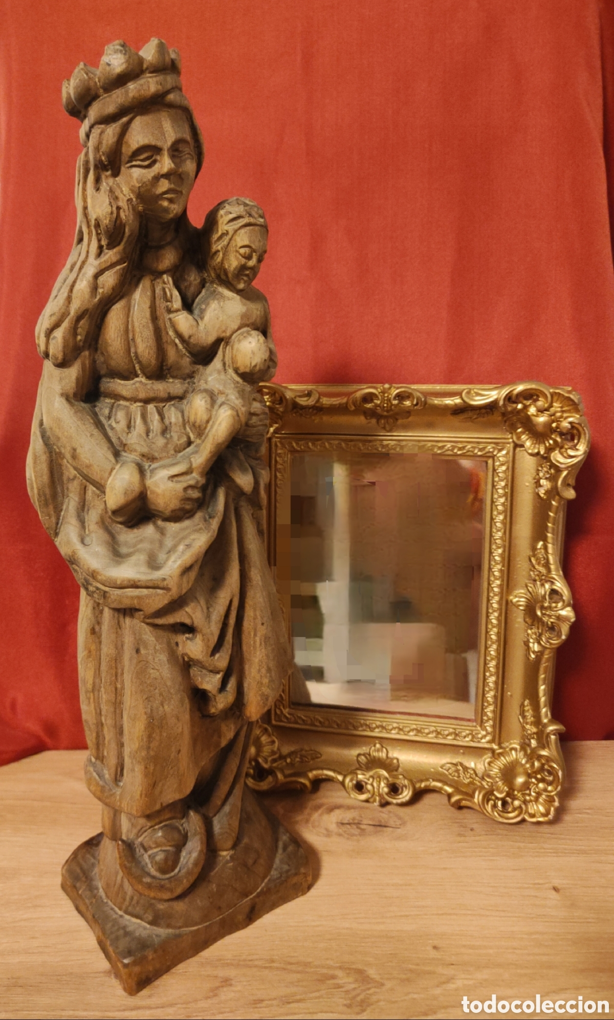 Arte: Talla Madera Virgen Con Ni&ntilde;o 41cm Art Sacro