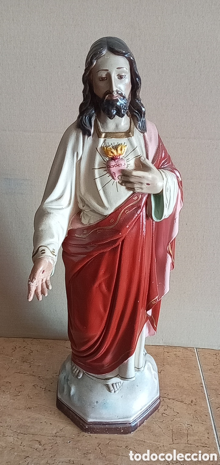 Arte: 51cm.SAGRADO CORAZ&Oacute;N DE JES&Uacute;S - Foto 4