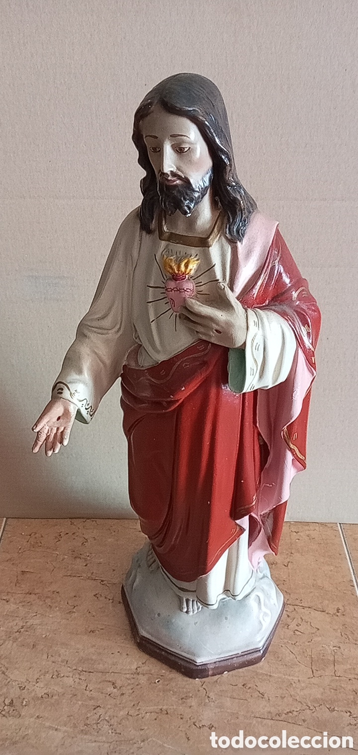 Arte: 51cm.SAGRADO CORAZ&Oacute;N DE JES&Uacute;S - Foto 8