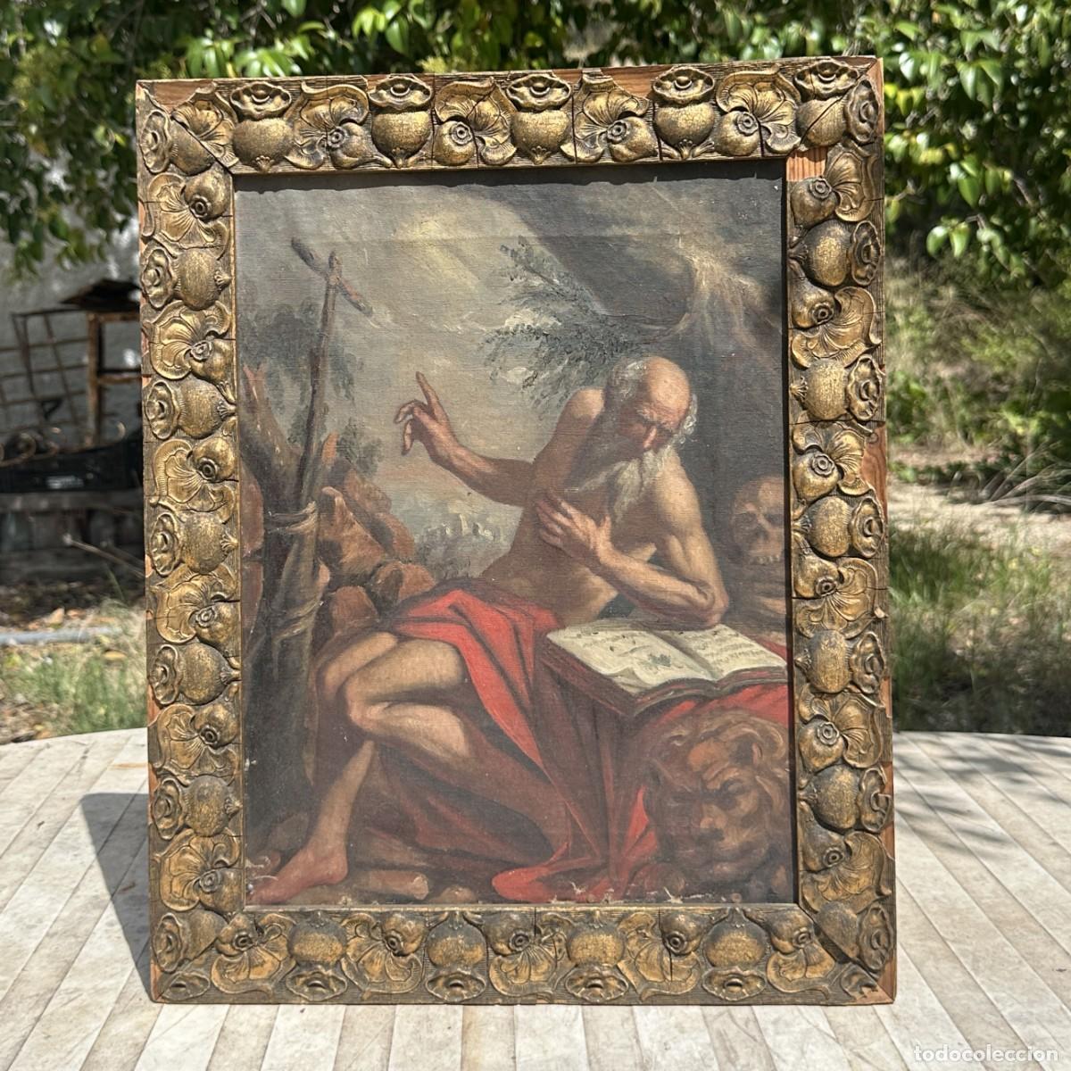 Arte: SAN JER&Oacute;NIMO PENITENTE - ANTIGUO &Oacute;LEO SOBRE LIENZO -