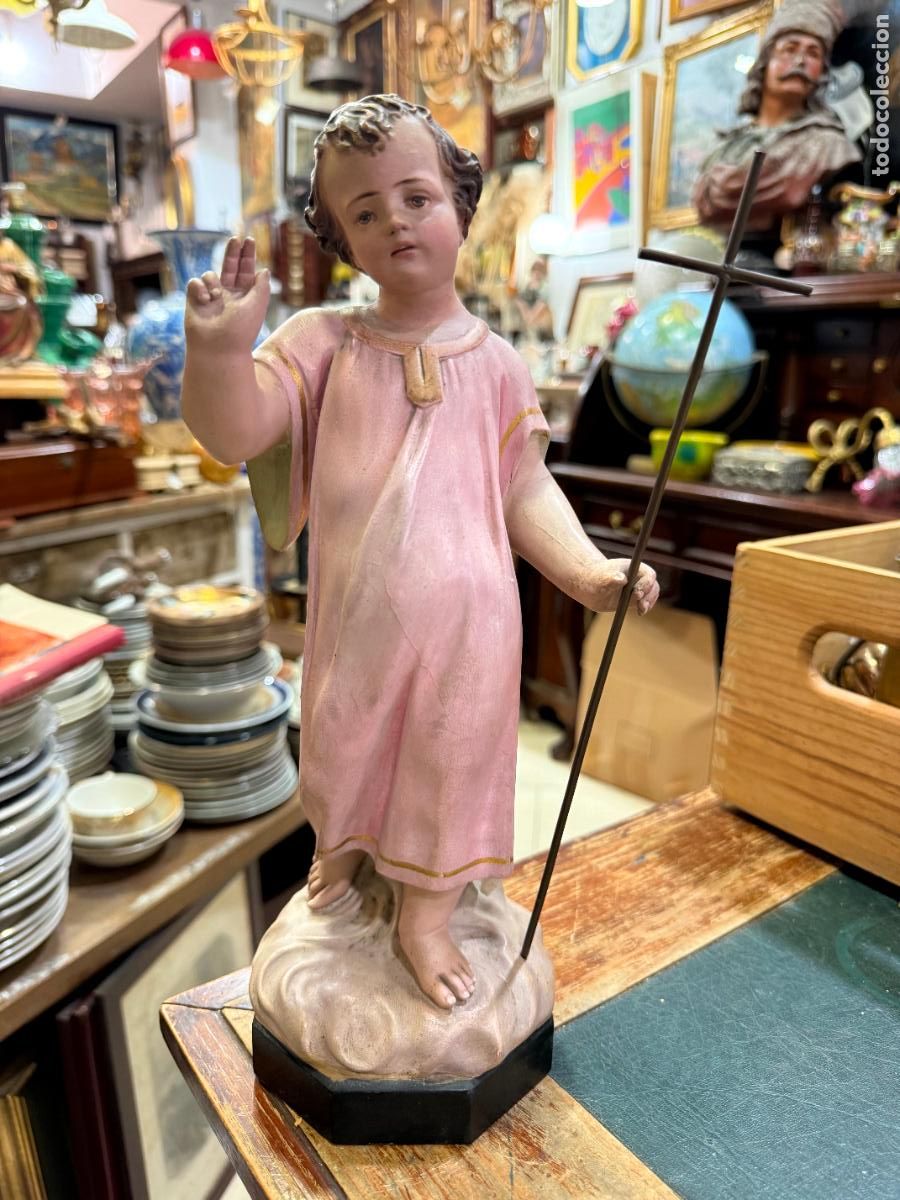 Arte: ANTIGUO Y PRECIOSO NI&Ntilde;O JESUS ARTE CRISTIANO OLOT - MEDIDA 33 CM