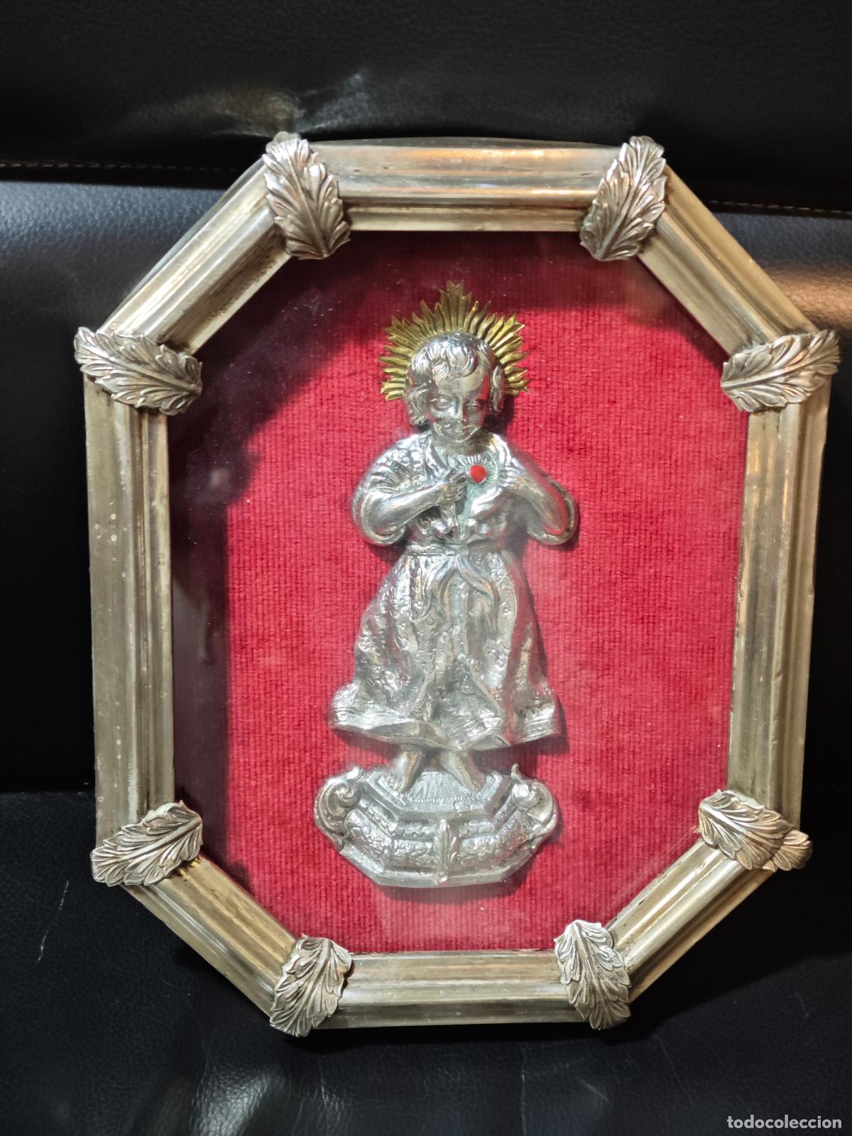 Arte: Antiguo Relicario Plata de Ley (Punz&oacute;n Estrella) - Ni&ntilde;o Jes&uacute;s, S. XX