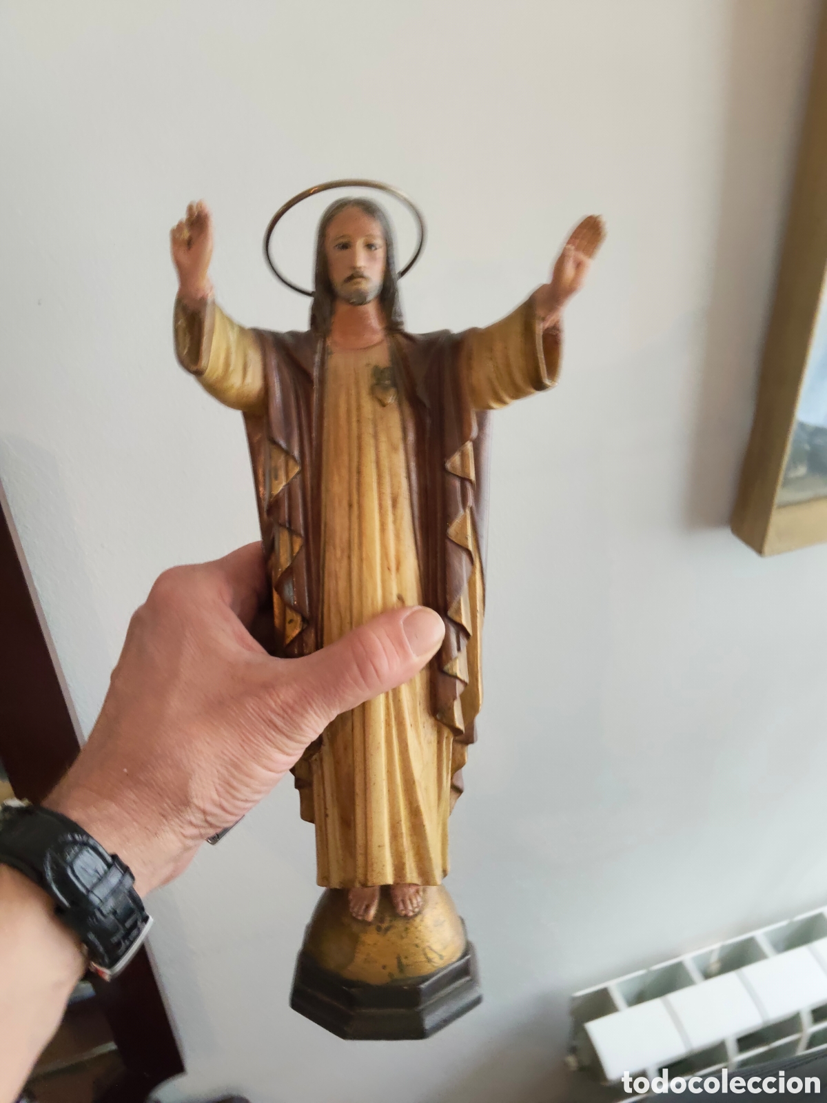 Arte: Sagrado Coraz&oacute;n de Jes&uacute;s pasta madera