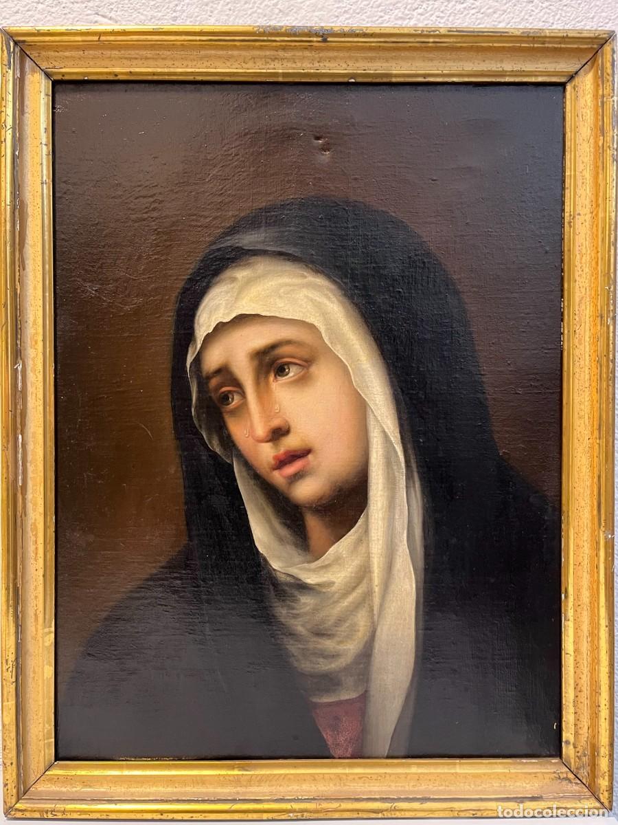 Arte: VIRGEN DOLOROSA MATER DOLOROSA &Oacute;LEO SOBRE LIENZO SIGLO XIX PINTURA RELIGIOSA ANTIGUA