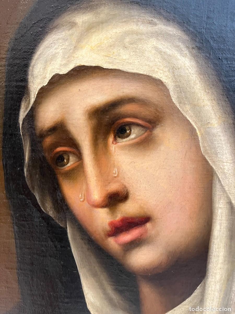 Arte: VIRGEN DOLOROSA MATER DOLOROSA &Oacute;LEO SOBRE LIENZO SIGLO XIX PINTURA RELIGIOSA ANTIGUA